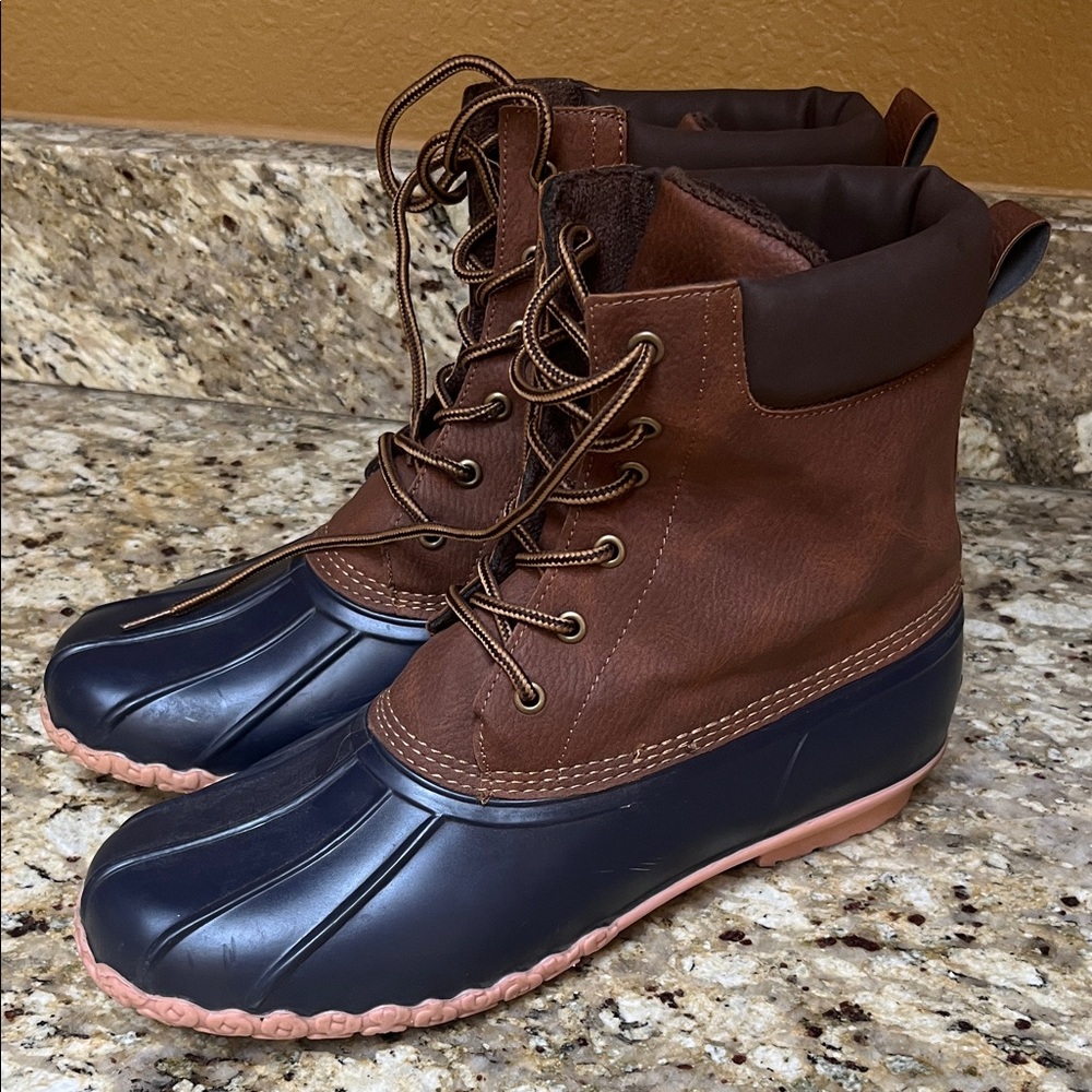 Weatherproof Men's Brown and Navy Rain Boots